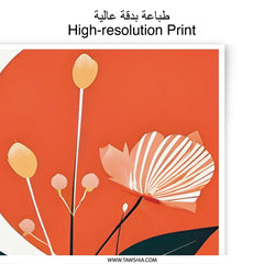Floral Photographic Print, Abstract Botanical Art, Orange Flower Wall Decor, Trendy Home Decor, Modern Art Print, Living Room Art (140) - Tawshia