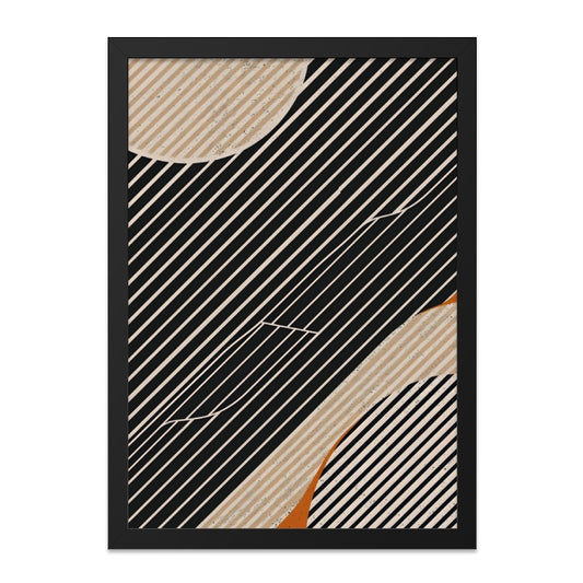 Modern Abstract Wall Art, Geometric Print, Diagonal Lines Art, Beige and Black Decor, Contemporary Wall Decor, Living Room Art - Tawshia