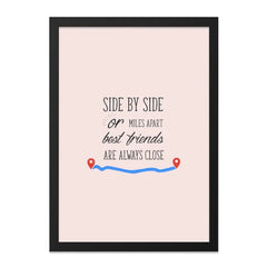 Side by Side Wall Art, Best Friends Gift, Long Distance Friendship Decor, Always Close Print, Friendship Quote Art, Unique Wall Decor - Tawshia