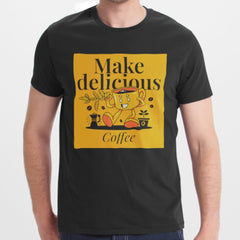 Make Delicious Coffee Graphic Black T-Shirt product type