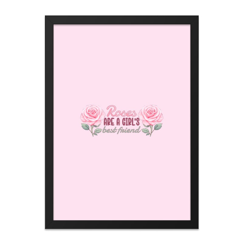 Roses Are A Girl's Best Friend Wall Art, Pink Rose Flower Print, Floral Wall Decor, Girly Room Decor, Trendy Home Decor, Gift for Her - Tawshia