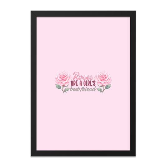 Roses Are A Girl's Best Friend Wall Art, Pink Rose Flower Print, Floral Wall Decor, Girly Room Decor, Trendy Home Decor, Gift for Her - Tawshia