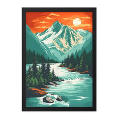 Mountain River Wall Art, Landscape Painting, Nature Art Print, Scenic Wall Decor, Modern Wall Art, Home Decor Art, Mountain Art - Tawshia