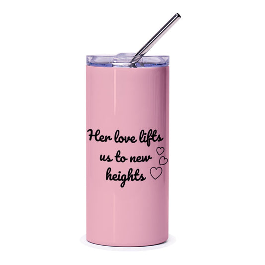 Her Love Lifts Tumbler, Inspirational Quote Tumbler, Positive Vibes Tumbler, Pink Tumbler Gift, Love Tumbler, Tumbler with Straw - Tawshia