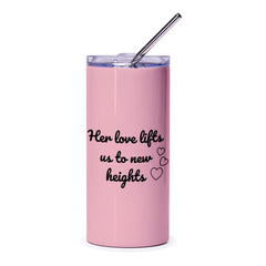 Her Love Lifts Tumbler, Inspirational Quote Tumbler, Positive Vibes Tumbler, Pink Tumbler Gift, Love Tumbler, Tumbler with Straw - Tawshia