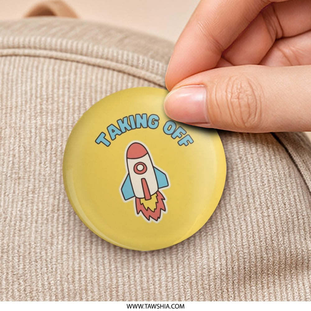 Taking Off Rocket Pinback Button, Space Adventure Button, Launch Button, Cool Badge, Party Favor, Trendy Accessories - Tawshia