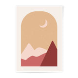 Mountain Moon Photographic Print, Arch Window Scenery Wall Art, Boho Landscape Photo, Minimalist Home Decor, Scenic Photography Print - Tawshia