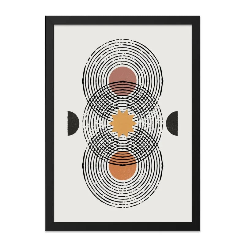 Abstract Geometric Wall Art, Boho Circles Print, Celestial Star Art, Modern Minimalist Decor, Home Living Room Art - Tawshia
