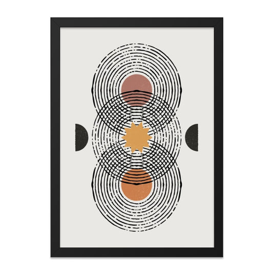 Abstract Geometric Wall Art, Boho Circles Print, Celestial Star Art, Modern Minimalist Decor, Home Living Room Art - Tawshia