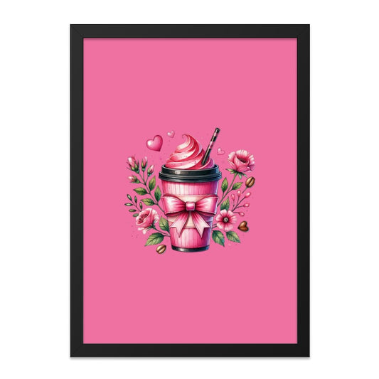 Pink Coffee Wall Art, Coffee Cup Decor, Floral Coffee Print, Coffee Lover Gift, Feminine Wall Decor, Modern Wall Art, Home Decor - Tawshia