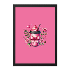 Pink Coffee Wall Art, Coffee Cup Decor, Floral Coffee Print, Coffee Lover Gift, Feminine Wall Decor, Modern Wall Art, Home Decor - Tawshia