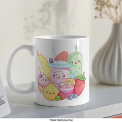 Cute Kawaii Food Mug, Adorable Drinks, Fruits, and Sweets Coffee Cup, Aesthetic Tea Cup, Fun Gift Idea - Tawshia