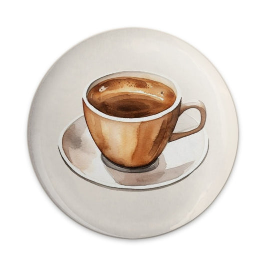 Coffee Cup Pinback Button, Watercolor Coffee Art, Coffee Lover Gift, Espresso Pin, Cafe Decor, Cute Button Badge, Coffee Addict Accessory - Tawshia