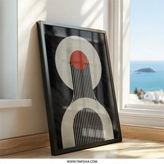 Abstract Wall Art, Geometric Print, Modern Home Decor, Red Circle Art, Line Art Print, Minimalist Design, Contemporary Wall Decor - Tawshia