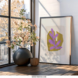 Abstract Plant Wall Art, Modern Botanical Print, Purple Leaf Artwork, Minimalist Home Decor, Unique Wall Decor, Nature Inspired Art - Tawshia