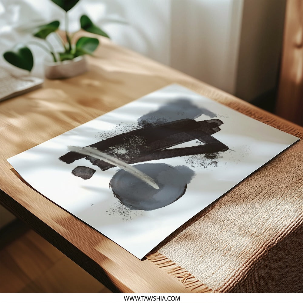 Abstract Art Photographic Print, Black and Gray Wall Art, Modern Home Decor, Minimalist Art Print, Fine Art Print, Home Decor Art - Tawshia