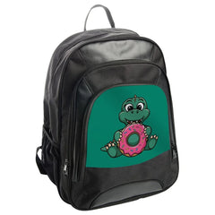 Cute Dinosaur Backpack, Cartoon Dino with Donut, Novelty Backpack, Dinosaur Lover Gift, Backpack for Kids, Trendy Backpack - Tawshia