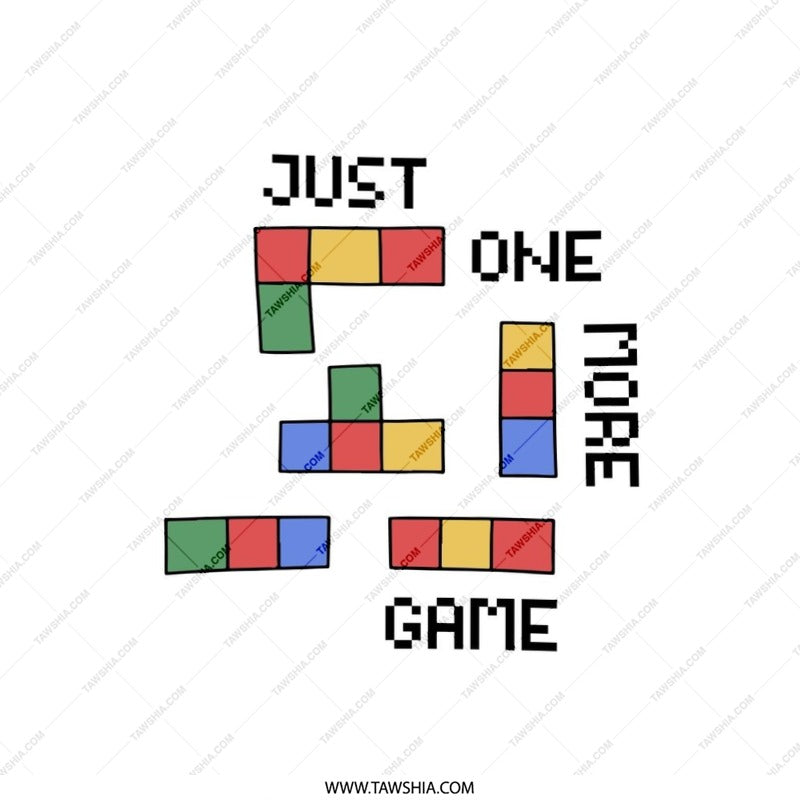 Just One More Game Pillow, Tetris Inspired Pillow, Video Game Lover Pillow, Gamer Gift Idea, Colorful Pixel Art Throw Pillow - Tawshia