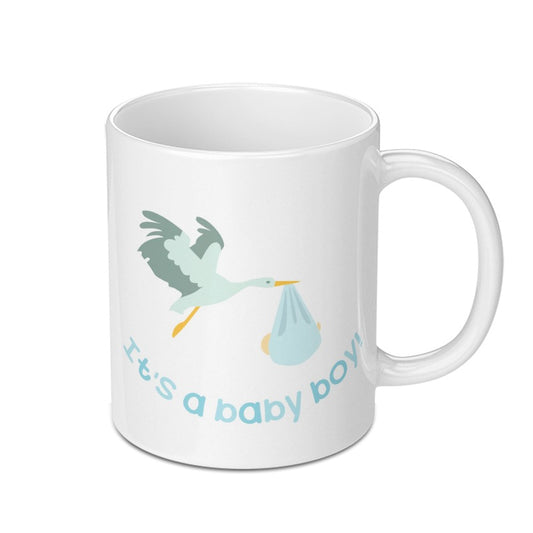 Baby Boy Stork Mug, New Baby Gift, Baby Shower Present, Cute Coffee Mug, Expecting Mom Gift, New Dad Gift, Pregnancy Gift, Newborn Arrival - Tawshia