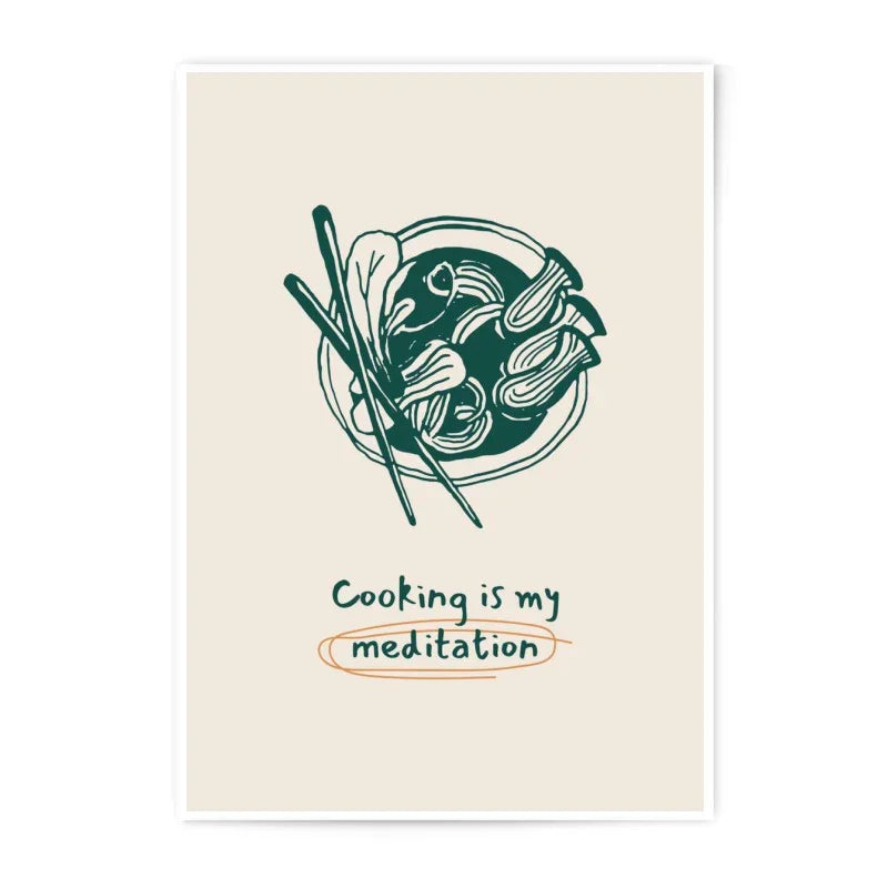 Cooking Meditation Photographic Print, Foodie Art Print, Kitchen Decor, Minimalist Wall Art, Culinary Gift, Restaurant Print - Tawshia