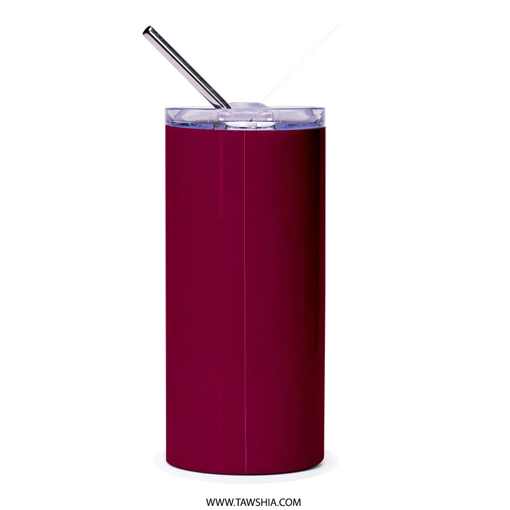 Sleek Burgundy Stainless Steel Tumbler with Straw product type