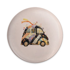 Quilted Car Pinback, Cute Car Badge, Floral Car Button, Retro Car Pin, Unique Car Pinback, Car Lover Gift, Colorful Patchwork Car Pinback - Tawshia