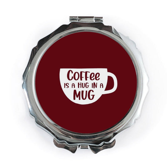 Coffee is a Hug Pocket Mirror, Cute Coffee Lover Gift, Coffee Mug Design, Pocket Mirror for Coffee Addicts, Unique Pocket Mirror - Tawshia