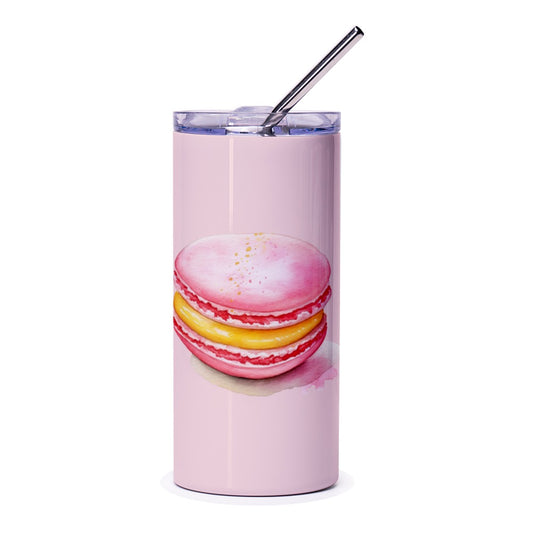 Macaron Tumbler, French Dessert Tumbler, Foodie Gift, Cute Pink Tumbler, Sweet Treat Tumbler, Baker Gift, Pastry Chef Gift - Tawshia