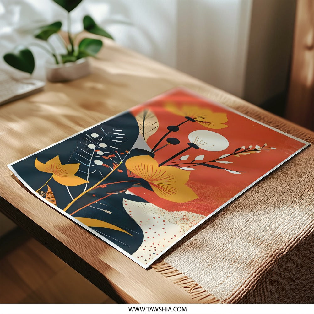 Abstract Floral Photographic Print, Botanical Art Print, Flower Wall Art, Orange and Yellow Decor, Modern Floral Home Decor, Fine Art Print - Tawshia