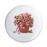 Pink Petunia Basket Pinback Button, Floral Basket Button, Flower Power Button, Spring Blossom Pin, Garden Lover Gift, Floral Gift - Tawshia
