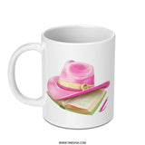 Pink Hat Mug, Book Lover Gift, Writer Mug, Coffee Mug, Novelty Mug, Gift for Her, Reading Mug - Tawshia