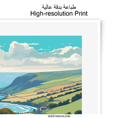 Exmoor National Park Photographic Print, UK Landscape Art Print, England Scenery Poster, Coastal View Fine Art, Minimalist Travel Decor - Tawshia