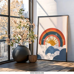 Boho Rainbow Wall Art, Sunshine Print, Cloudscape Home Decor, Abstract Landscape Poster, Modern Art Print, Stylish Wall Decor - Tawshia