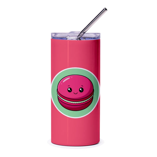 Macaron Tumbler, Cute Food Tumbler, Kawaii Tumbler, Dessert Lover Gift, Sweet Treat Tumbler, Pastry Tumbler, Pink Tumbler, Gift for Baker - Tawshia