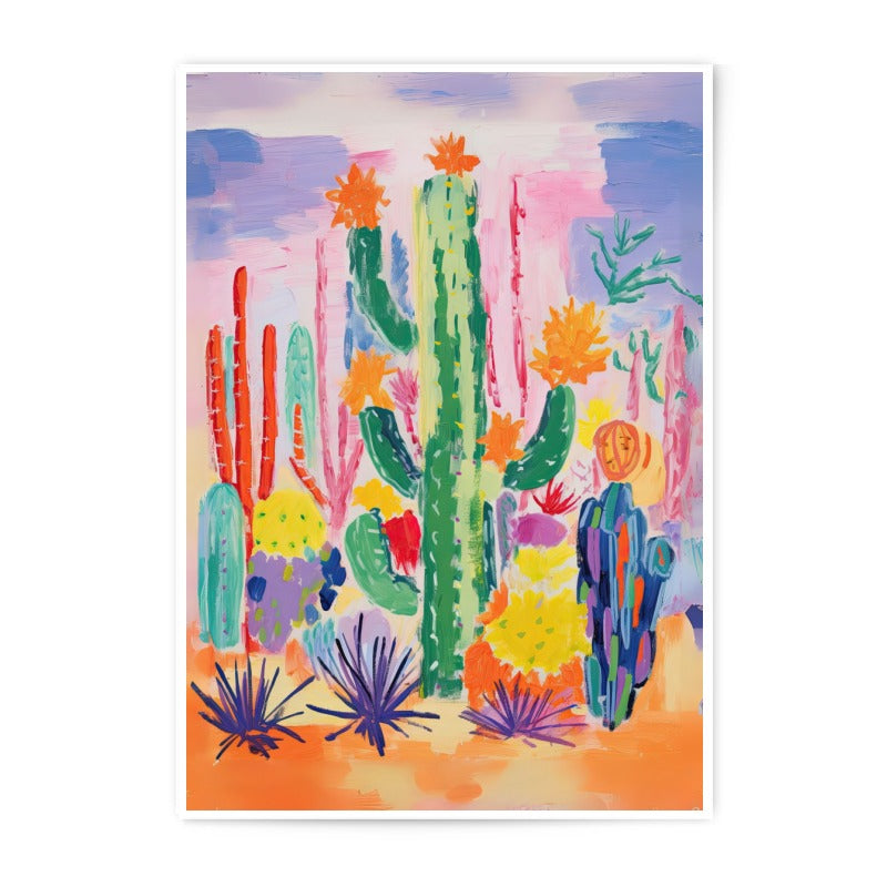 Desert Cactus Photographic Print, Southwestern Art, Floral Cactus Painting, Botanical Wall Decor, Desert Landscape Art Print - Tawshia