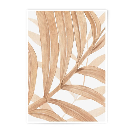 Brown Palm Leaf Photographic Print, Tropical Art, Watercolor Leaf, Neutral Home Decor, Botanical Wall Art, Plant Photography - Tawshia