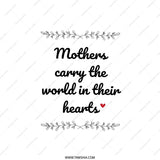 Mothers Carry the World Pillow, Mom Gift, Mother's Day Gift, Loving Mother Throw Pillow, Sentimental Pillow, Heart Pillow Decor - Tawshia
