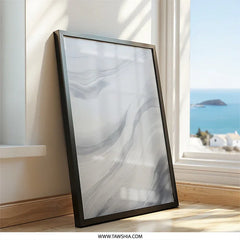 Gray Abstract Wall Art, Modern Minimalist Print, Neutral Decor, Ink Wash Painting, Fluid Art Poster, Home Decor, Framed Art, Gift Idea - Tawshia