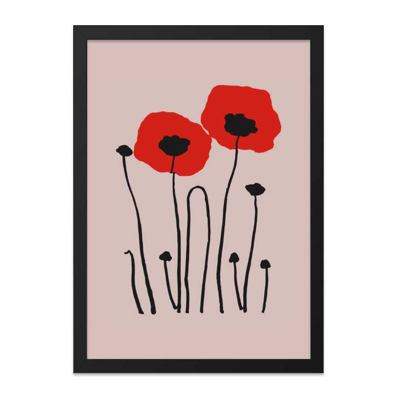 Minimalist Poppy Wall Art, Red Flowers Print, Floral Home Decor, Modern Botanical Art Print, Contemporary Wall Decor - Tawshia