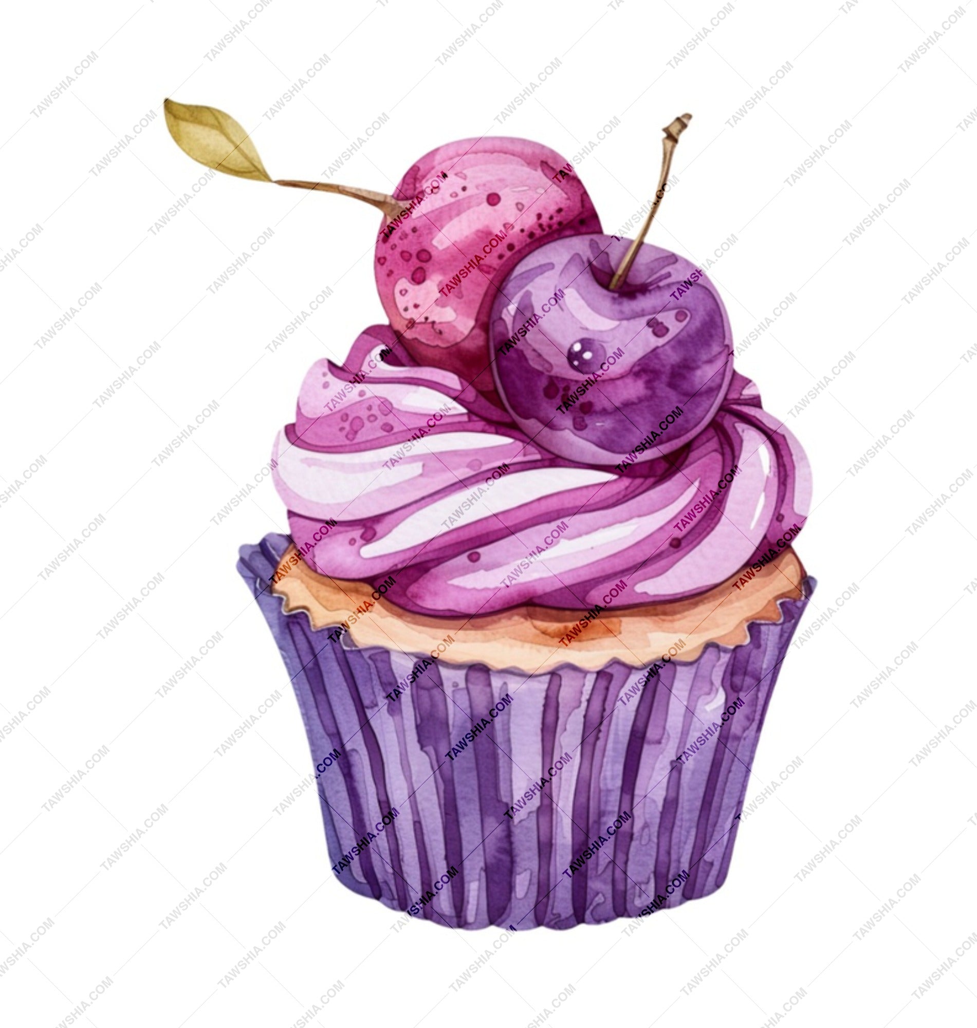 Cupcake Mug, Watercolor Dessert Mug, Cherry Topping Mug, Foodie Gift, Sweet Treat Mug, Unique Coffee Mug, Birthday Gift, Gift for Baker - Tawshia