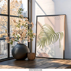 Palm Leaf Wall Art, Boho Decor, Tropical Print, Botanical Illustration, Minimalist Art Print, Home Decor, Aesthetic Room Decor - Tawshia