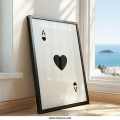 Ace of Hearts Wall Art, Minimalist Card Print, Playing Card Decor, Modern Wall Art, Casino Art, Game Room Art, Simple Wall Art - Tawshia