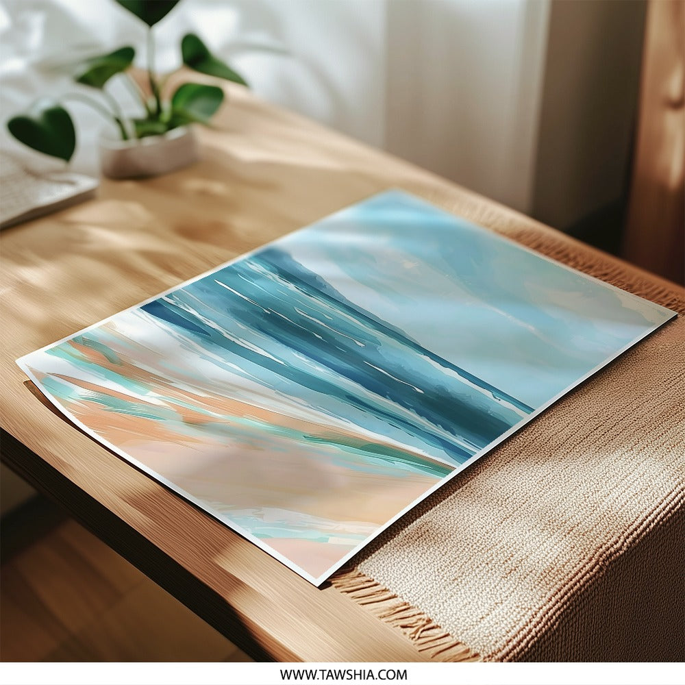 Ocean Beach Photographic Print, Coastal Scenery Art, Beach Wall Decor, Seascape Painting Style, Ocean Wave Art, Beach House Print - Tawshia