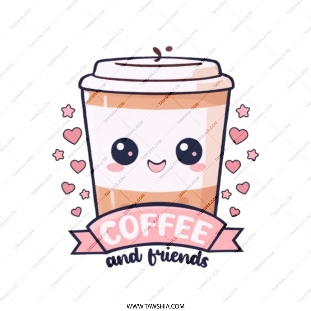 Coffee and Friends Tote Bag, Cute Kawaii Coffee Cup Graphic, Aesthetic Tote Bag, Daily Use Bag, Gift for Coffee Lovers - Tawshia