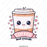 Coffee and Friends Tote Bag, Cute Kawaii Coffee Cup Graphic, Aesthetic Tote Bag, Daily Use Bag, Gift for Coffee Lovers - Tawshia
