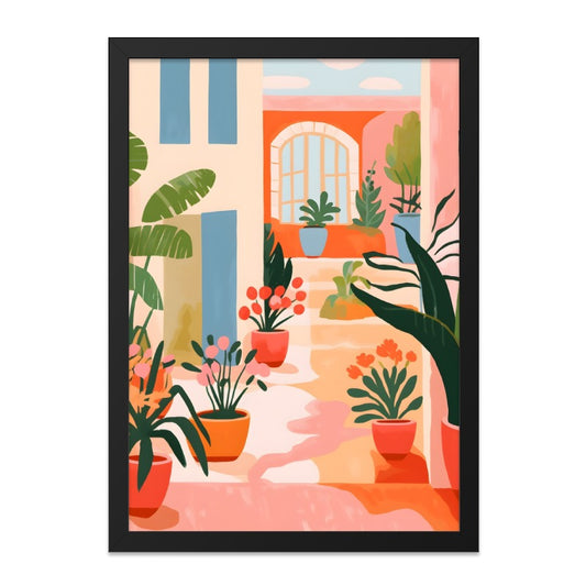 Italian Street Wall Art, Potted Plant Print, Botanical Home Decor, Houseplant Art, Urban Oasis Painting, Mediterranean Scene Artwork - Tawshia
