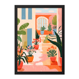 Italian Street Wall Art, Potted Plant Print, Botanical Home Decor, Houseplant Art, Urban Oasis Painting, Mediterranean Scene Artwork - Tawshia