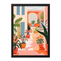 Italian Street Wall Art, Potted Plant Print, Botanical Home Decor, Houseplant Art, Urban Oasis Painting, Mediterranean Scene Artwork - Tawshia