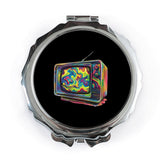 Retro TV Pocket Mirror, Psychedelic Art Makeup Mirror, Groovy Television Compact Mirror, Cool Gift for Her, Aesthetic Pocket Mirror - Tawshia