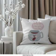 Cute Coffee Pillow, Everybody Loves Me, Kawaii Pillow, Coffee Bean Pillow, Adorable Home Decor, Decorative Pillows, Funny Pillows - Tawshia